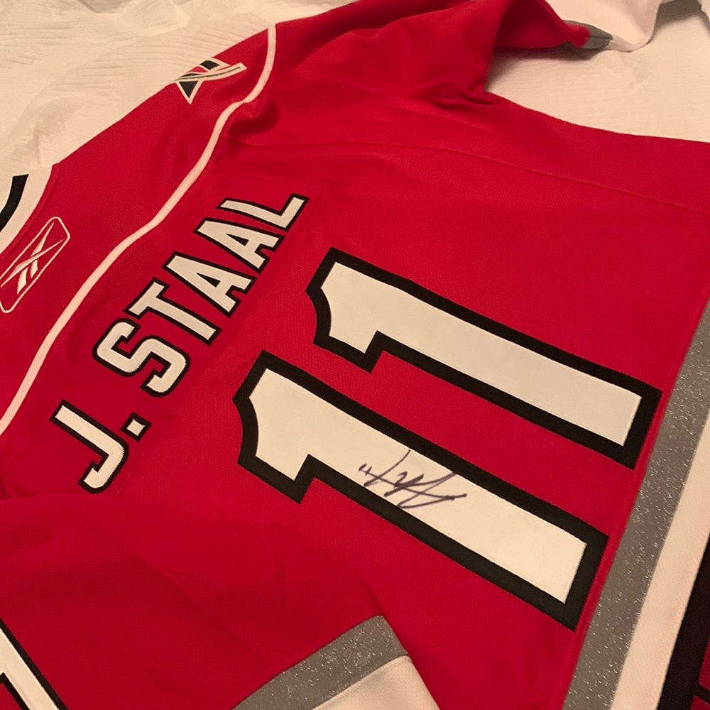 Autographed J Staal National Hockey League #11 Official License Jersey